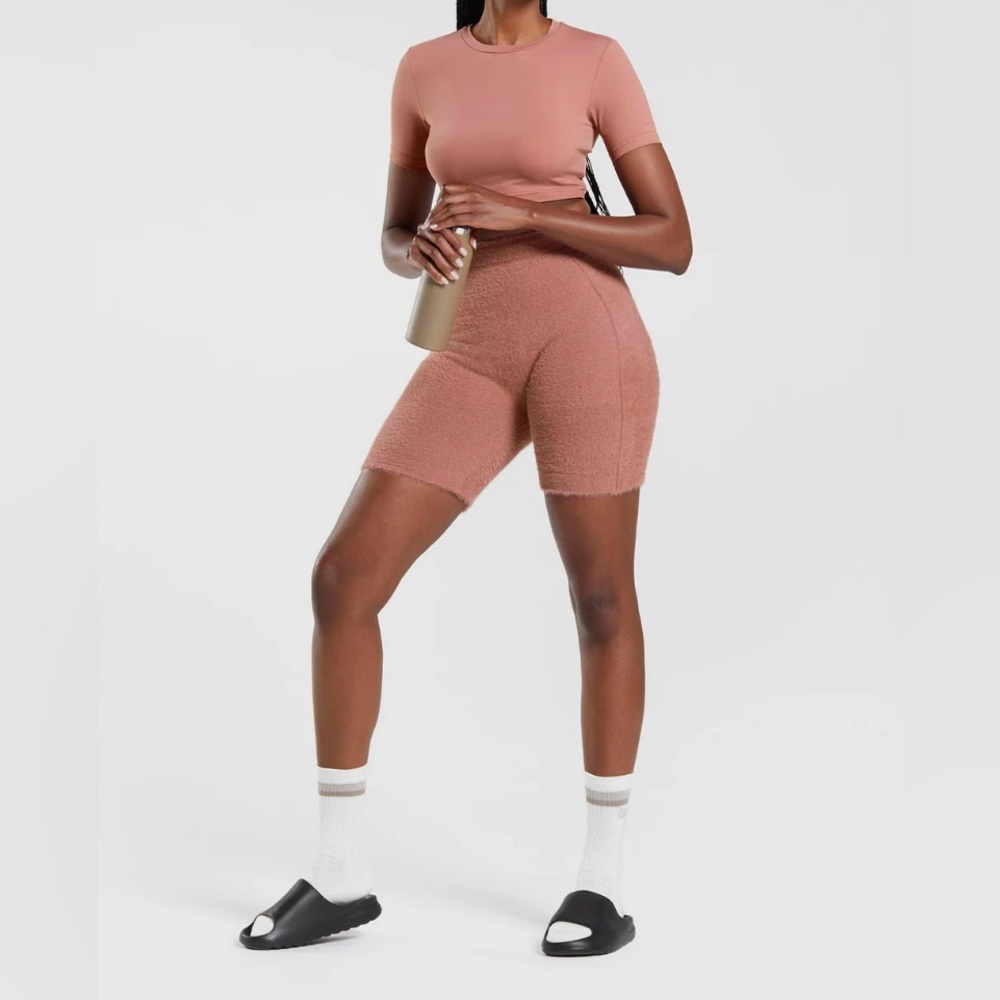 Gymshark X Whitney Simmons Eyelash Knit Biker Shorts In Canyon Red Size S